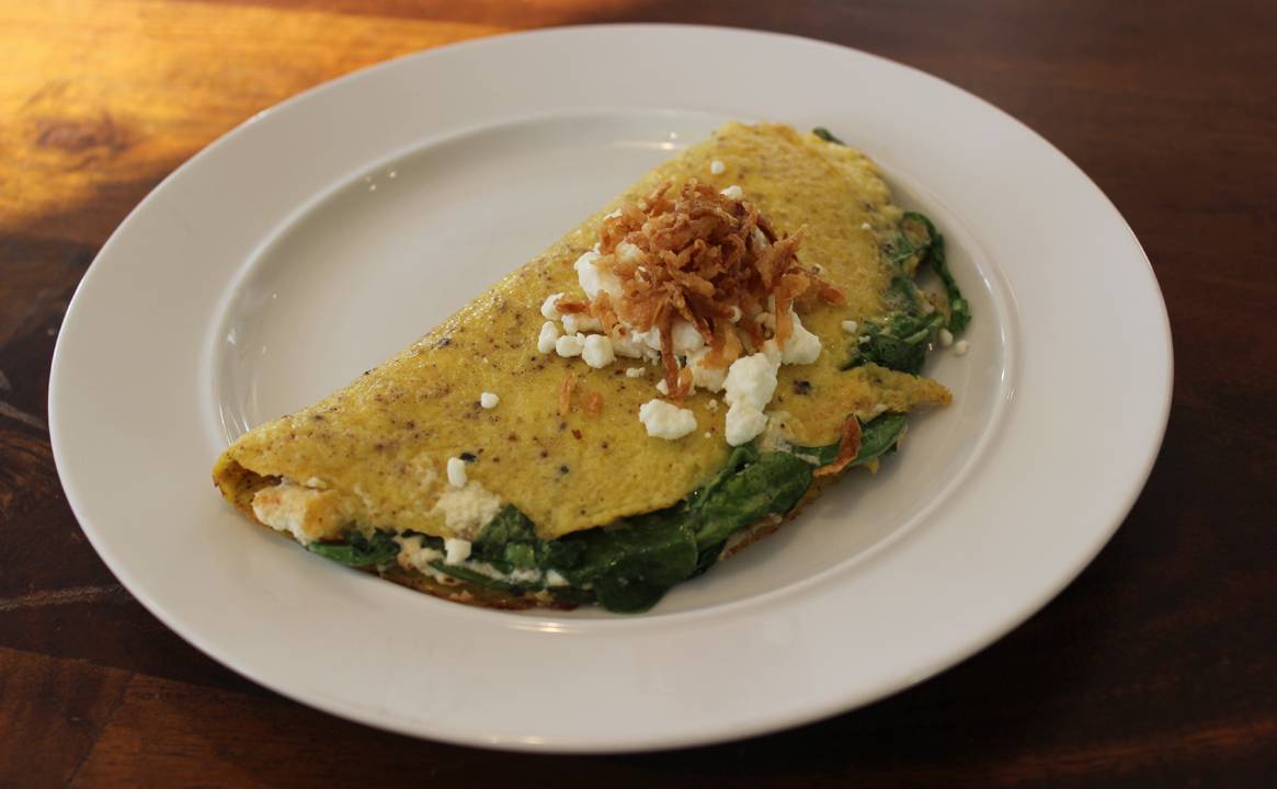 omelet with Arugula and goat cheese